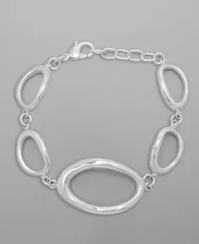 Silver Plated Wide Oval Link Chain Bracelet