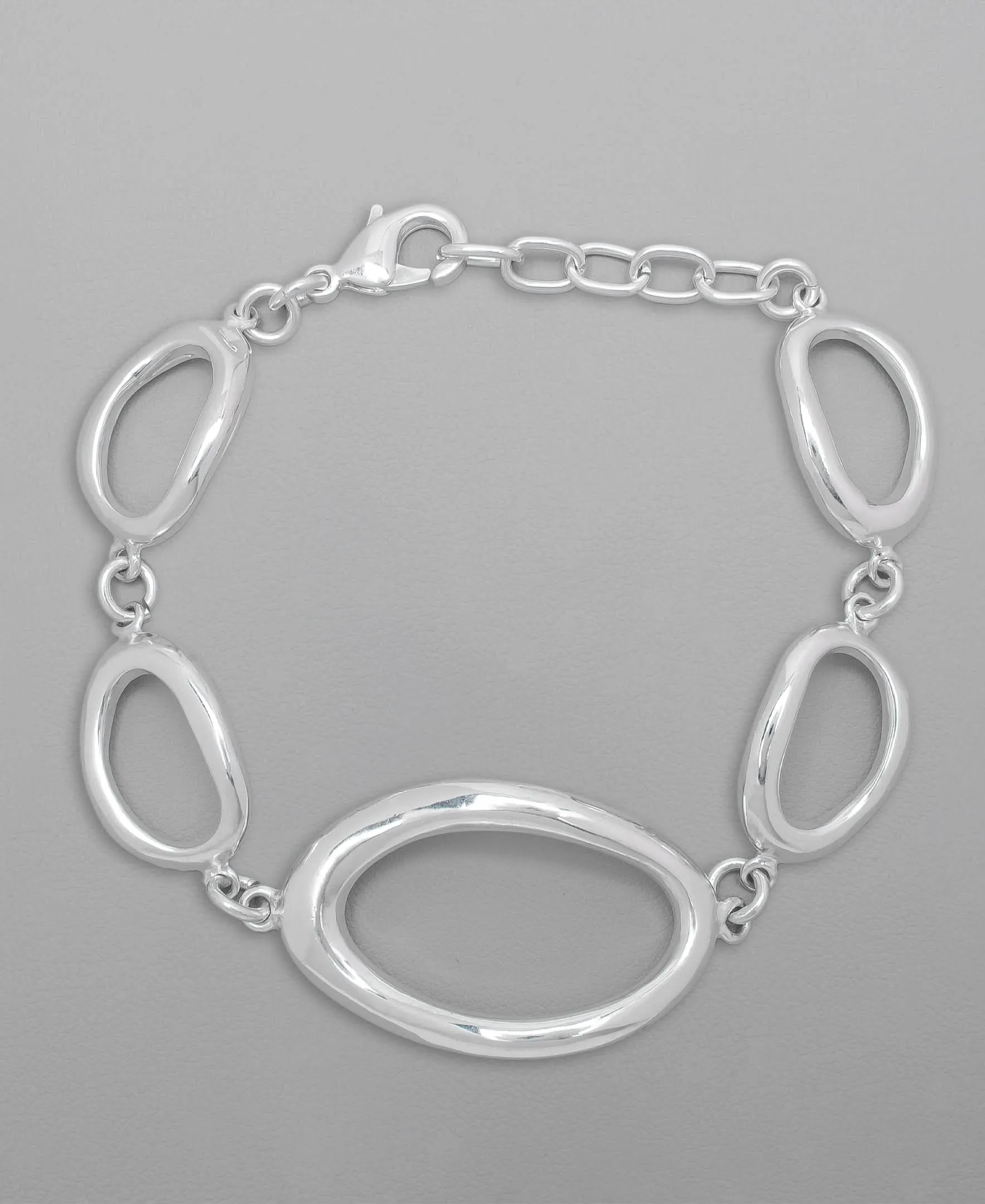 Silver Plated Wide Oval Link Chain Bracelet