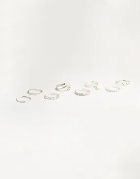 Silver Swirl Mixed Stacking Rings 8-Pack