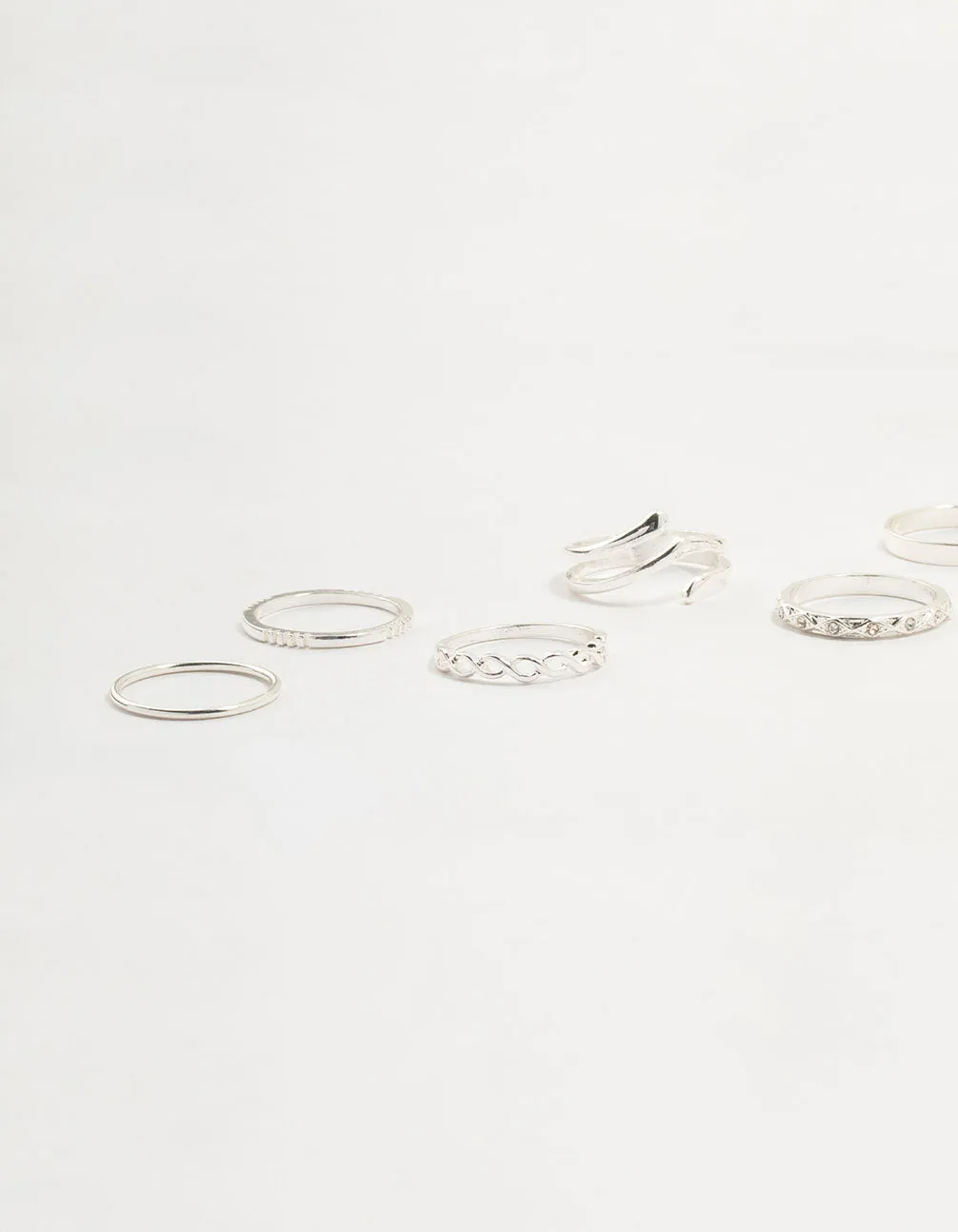 Silver Swirl Mixed Stacking Rings 8-Pack