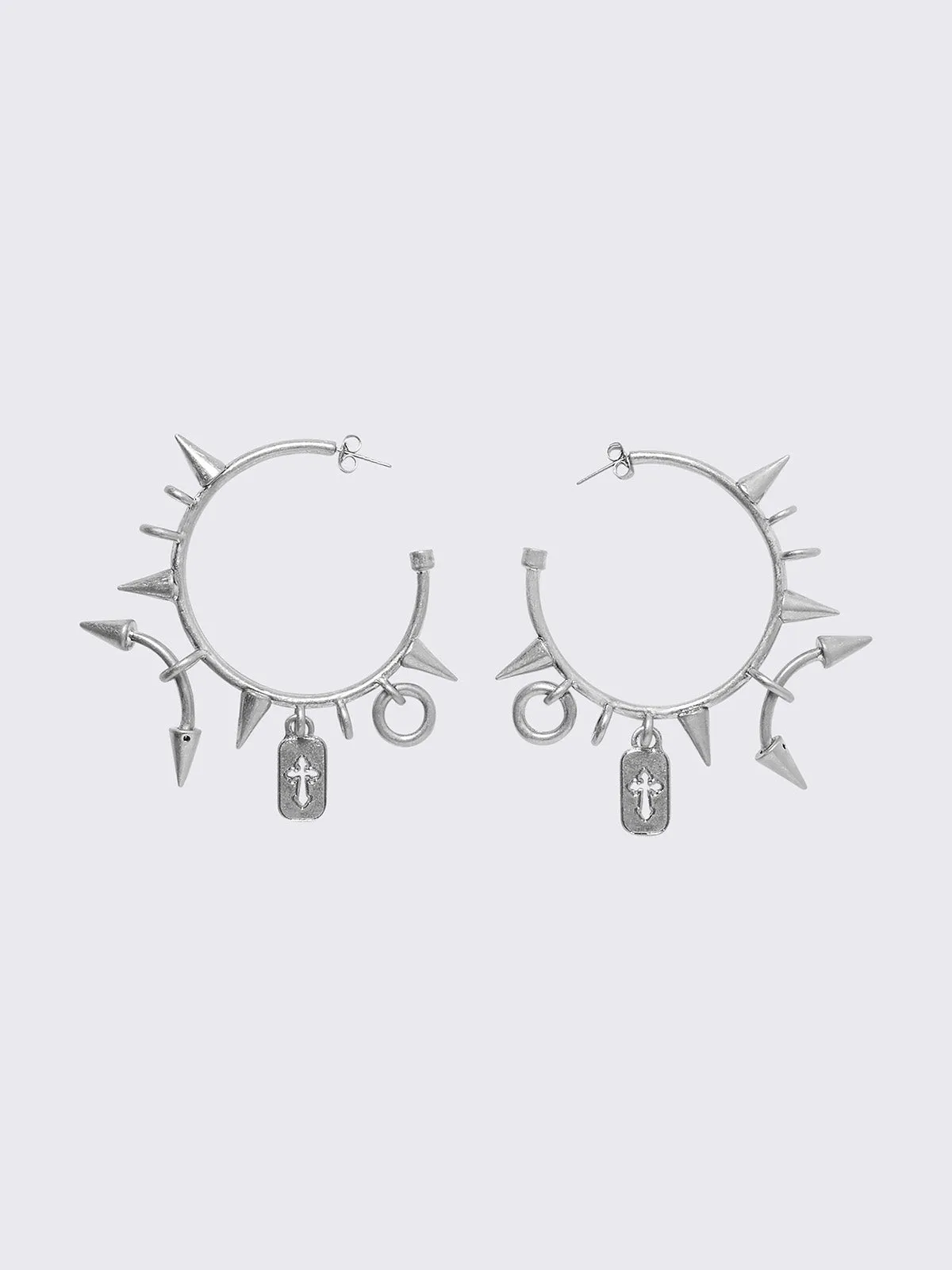 Spiked Riot Silver Hoop Earrings