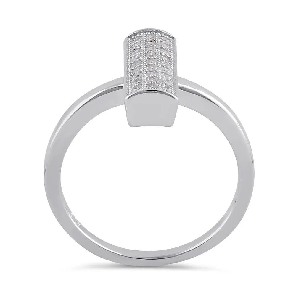 Sterling Silver Clear CZ Trendy Bar Ring