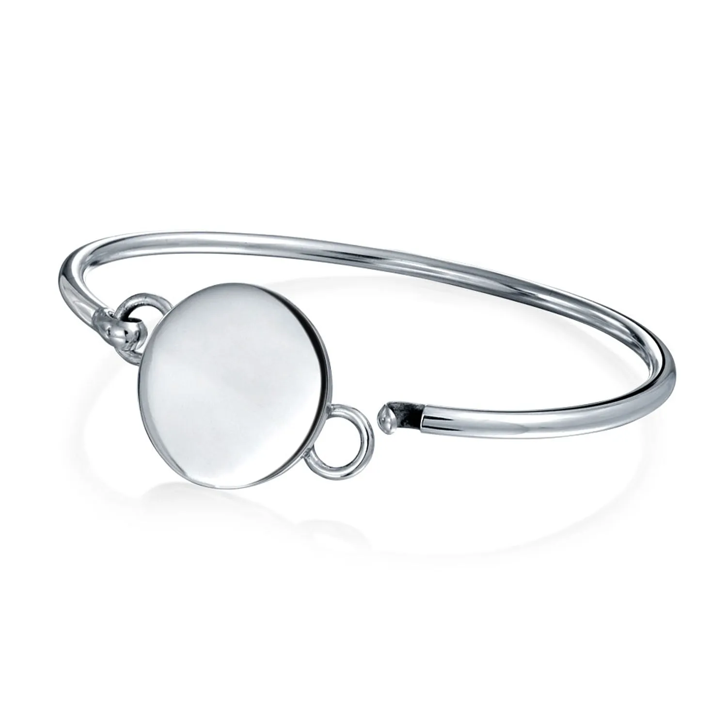 Sterling Silver ID Bracelet with Round Monogram - Polished & Durable Design