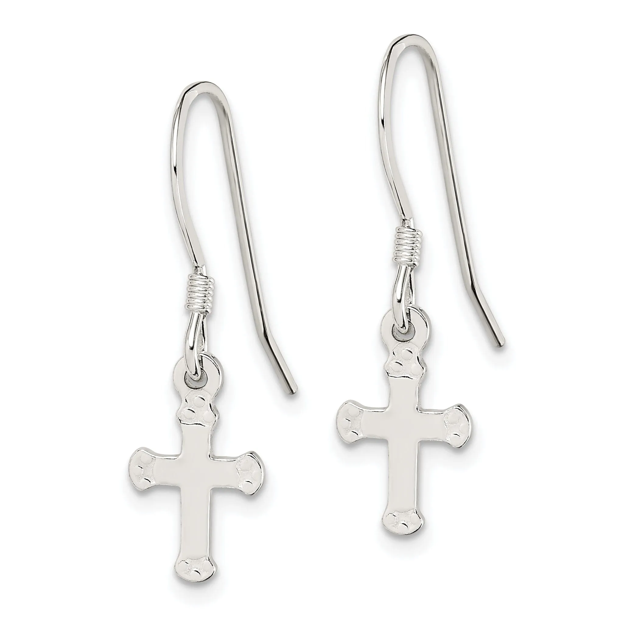 Sterling Silver Mini Cross Dangle Earrings