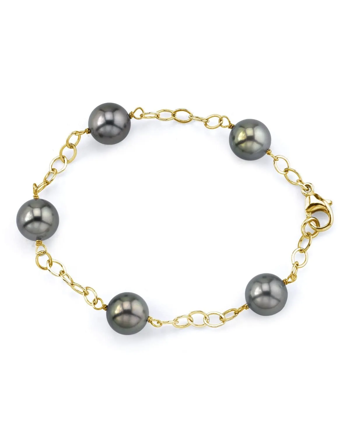 Tahitian Pearl Tin Cup Bracelet, 9.0-10.0mm