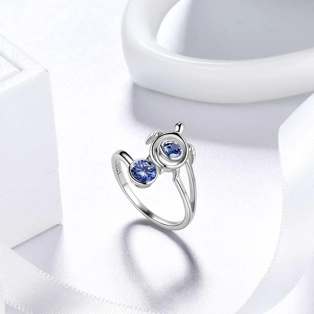 Turtle Birthstone December Tanzanite Ring Women Girls Jewelry Birthday Gift Sterling Silver