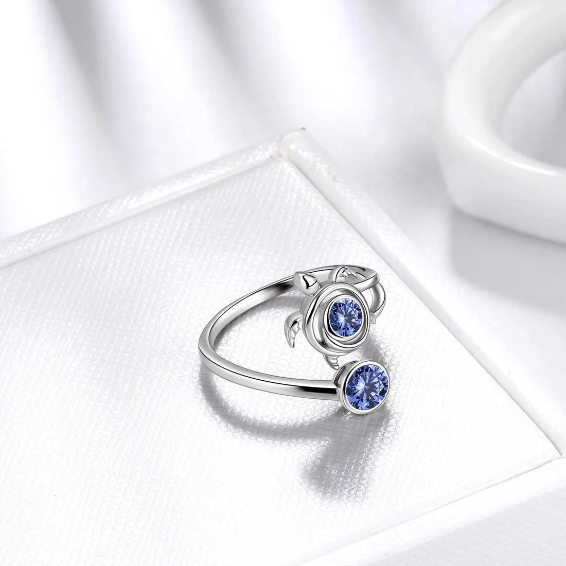 Turtle Birthstone December Tanzanite Ring Women Girls Jewelry Birthday Gift Sterling Silver