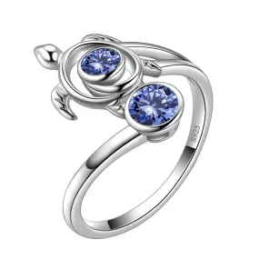 Turtle Birthstone December Tanzanite Ring Women Girls Jewelry Birthday Gift Sterling Silver