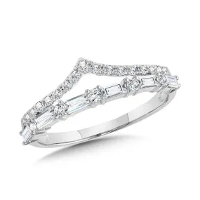 Two-Row Split Shank Baguette Diamond Chevron Band