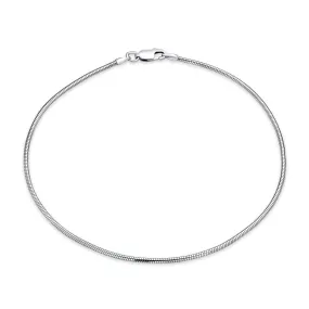 Unisex Snake Chain Anklet Ankle Bracelet Sterling Silver Italy 910 Inch 1.5MM