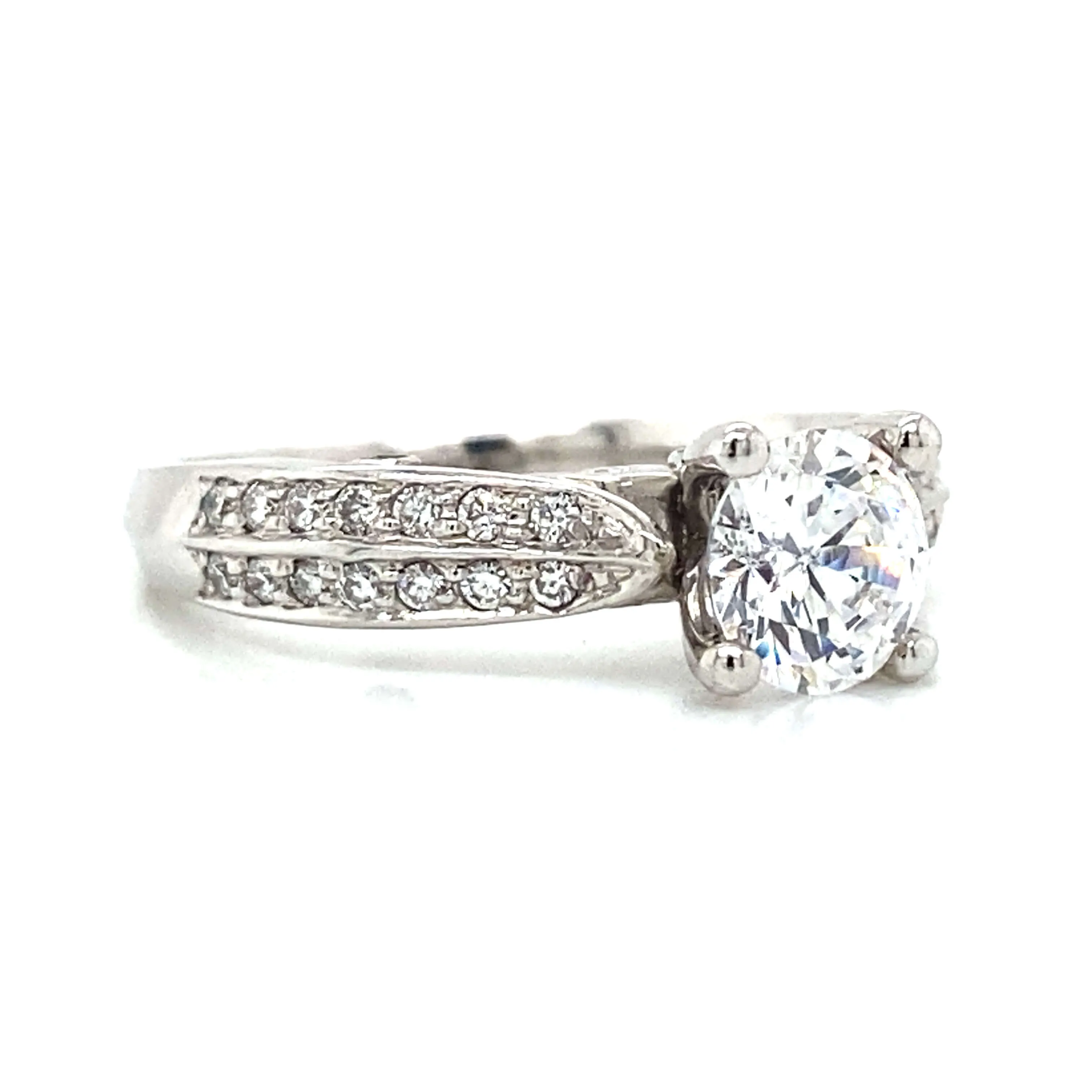 Verragio Pave Double Shank Engagement Ring in 18K White Gold