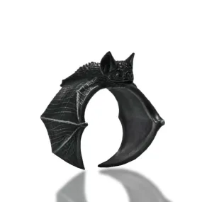 Vintage Halloween Black Bat Finger Rings Fashion Punk Adjustable Bat Ring For Women Men Bat Open Ring Party Cosplay Jewelry Gift