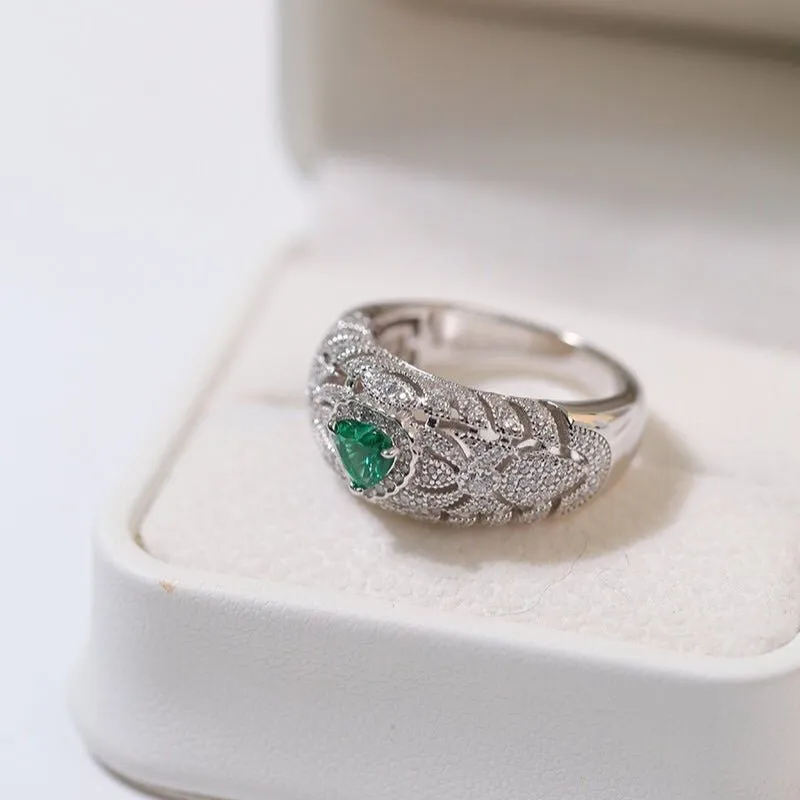 Vintage Heart-Shaped Emerald and Diamond Ring