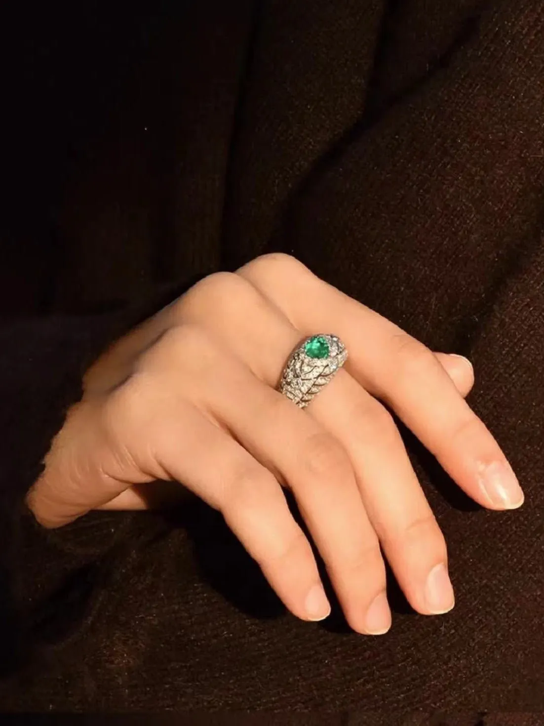 Vintage Heart-Shaped Emerald and Diamond Ring