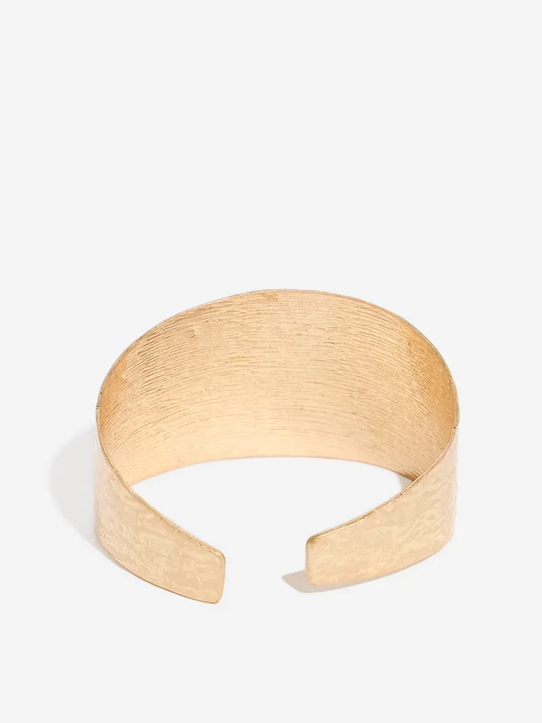 Westside Accessories Gold Textured Open Cuff Bracelets