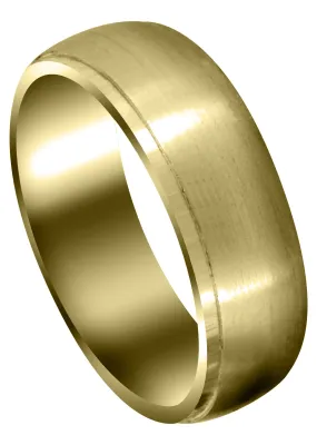 Yellow Gold Carved Simple Mens Wedding Band | Satin Finish (Joseph)