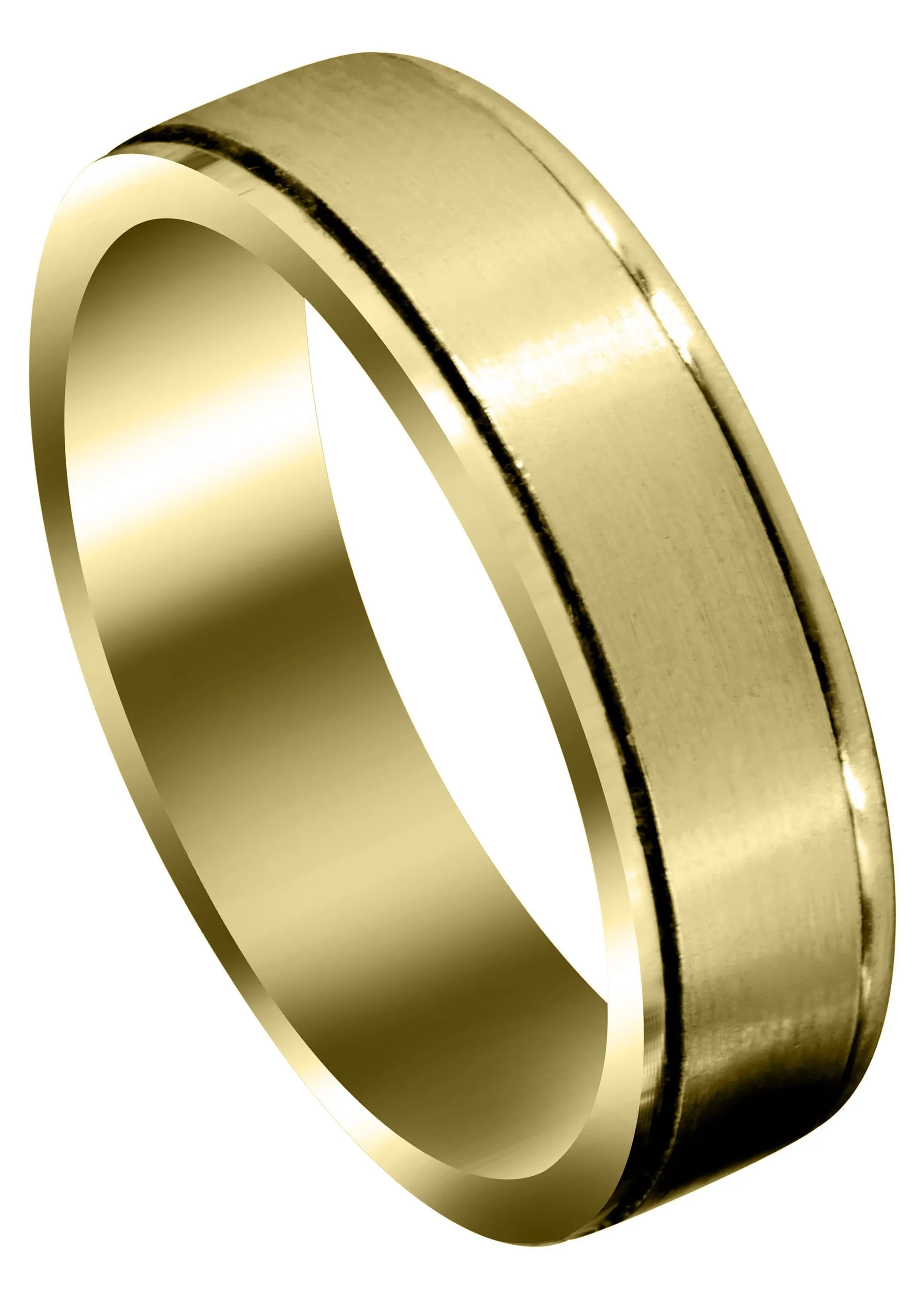 Yellow Gold Carved Simple Mens Wedding Band | Satin Finish (Nathan)