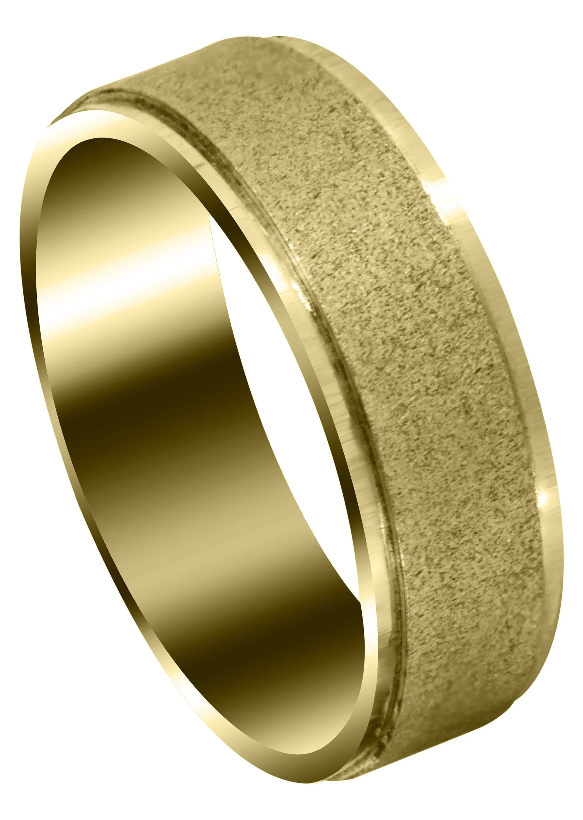 Yellow Gold Carved Simple Mens Wedding Band | Wire Matt Finish (Jayden)